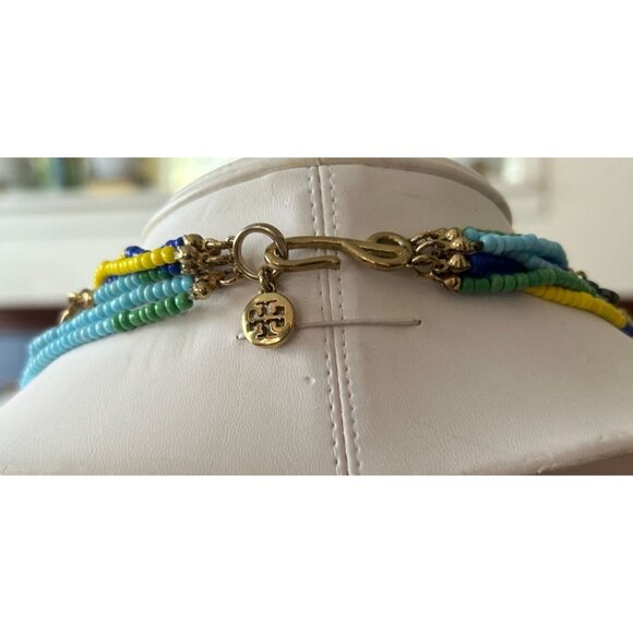 Tory Burch Multi-Strand Vibrant Colored Beaded Necklace Logo Boho Statement Neck - Picture 3 of 7